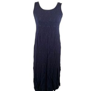 Vintage Karin Stevens navy blue jacquard texture midi dress size 10